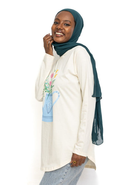 Creamy Printed Long - Sleeve Design 8 - Khotwh